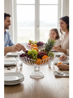 Bereketli Store Line Cam Ayaklı Meyvelik – Dekoratif Sunumluk, Şık Servis