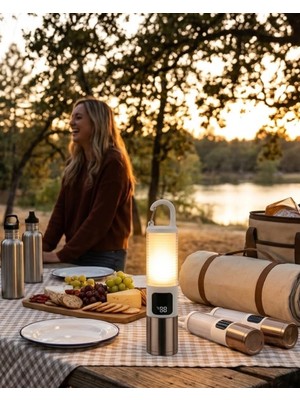 Erdo Ticaret Buğz Outdoor Kamp Feneri USB Şarjlı Yüksek Parlaklık Güç Ekranlı LED Aydınlatma