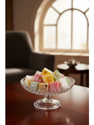 Bereketli Store Alegre Glass Ayaklı Sunumluk | Balık Pulu Desenli Dekoratif Ikramlık