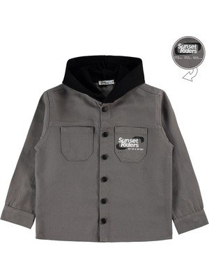 Civil Boys Çift Cepli Kapşonlu 6-9 Yaş Gömlek - Gri