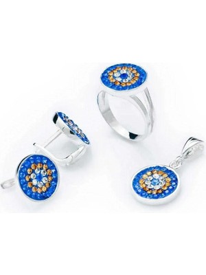 Inure Jewelry Gümüş Nazarlı Yuvarlak Bayan Set