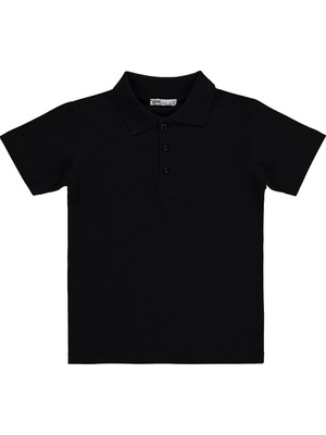 Civil Boys Palmiye Nakışlı Polo Yaka 10-13 Yaş Tişört - Siyah