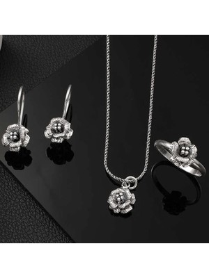Inure Jewelry Gümüş Gül Kadın Set