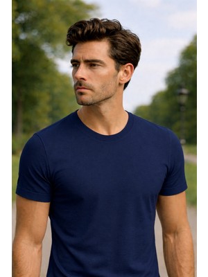 Masimar Erkek Yuvarlak Yaka Pamuk Spor T-Shirt Yazlık Tişört