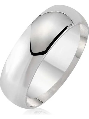Inure Jewelry Düz Bombeli Gümüş Alyans - 6 mm
