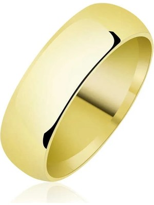 Inure Jewelry 6 mm Düz Bombeli Gold Gümüş Alyans