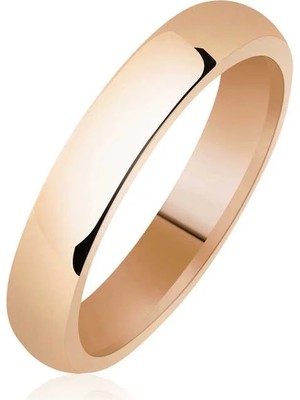 Inure Jewelry 4 mm Düz Bombeli Rose Gümüş Alyans