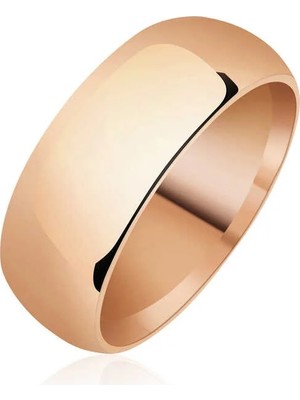Inure Jewelry 8 mm Düz Bombeli Rose Gümüş Alyans