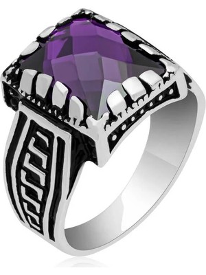 Inure Jewelry Gümüş Lila Zirkon Taşlı Çocuk Erkek Yüzük