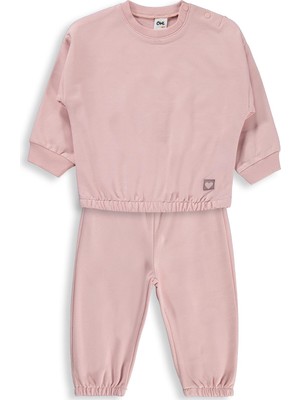 Civil Baby Kız Bebek Düz Basic Kalpli 6-18 Ay Takım - Pembe