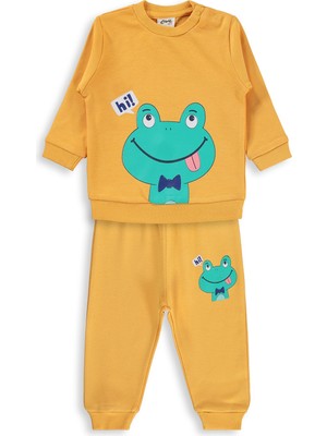Civil Baby Erkek Bebek Kurbağa Baskılı 6-18 Ay Takım - Hardal