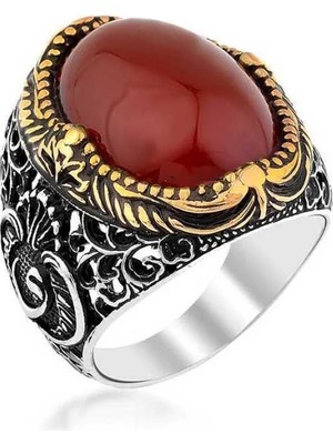 Inure Jewelry Gümüş Akik Taşlı Erkek Yüzük