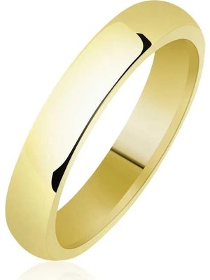 Inure Jewelry 4 mm Düz Bombeli Gold Gümüş Alyans