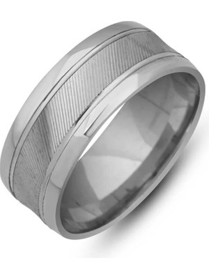 Inure Jewelry Gümüş Desenli Rodyum Alyans