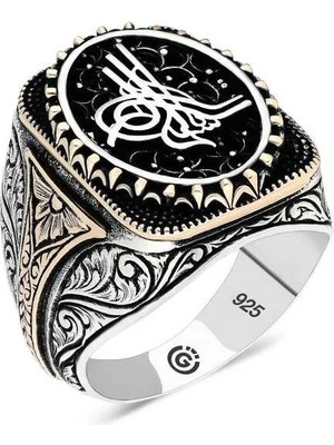Inure Jewelry Gümüş Tuğra Oval Erkek Yüzük