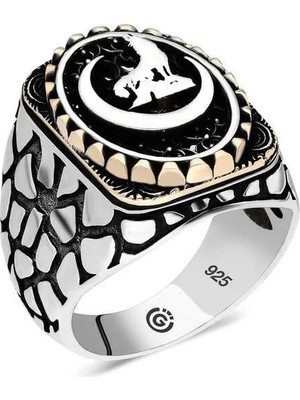 Inure Jewelry Gümüş Hilal Bozkurt Oval Erkek Yüzük