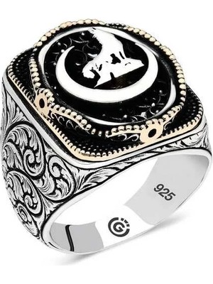 Inure Jewelry Gümüş Hilal Bozkurt Oval Erkek Yüzük