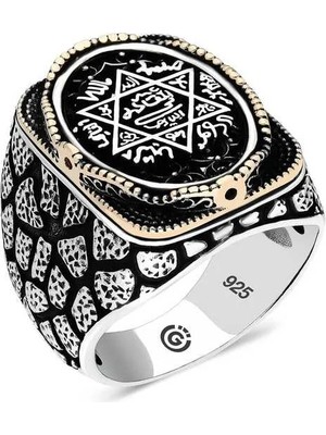 Inure Jewelry Gümüş Süleyman Mührü Oval Erkek Yüzük