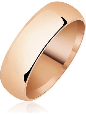 Inure Jewelry 6 mm Düz Bombeli Rose Gümüş Alyans
