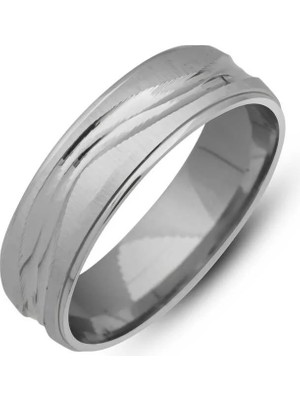 Inure Jewelry Gümüş Desenli Rodyum Alyans