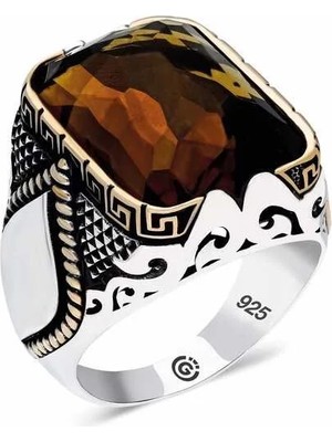 Inure Jewelry ​gümüş Zirkon Zultanit Taşlı Kare Erkek Yüzük