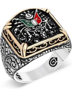 Inure Jewelry Gümüş Osmanlı Devlet Armalı Erkek Yüzük