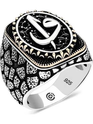 Inure Jewelry Gümüş Elif Vav Oval Erkek Yüzük