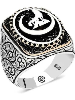 Inure Jewelry Gümüş Hilal Bozkurt Oval Erkek Yüzük