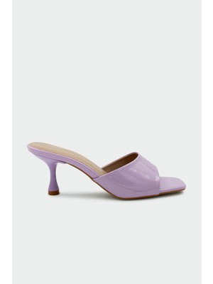 Laminta Perry Küt Burun Lila Kadın Topuklu Terlik