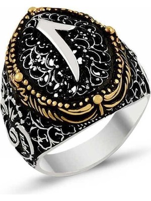 Inure Jewelry Gümüş Arapça Elif Yazılı Erkek Yüzük