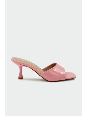 Laminta Perry Küt Burun Pembe Kadın Topuklu Terlik