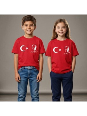 Dereff Atatürk ve Ayyıldız Baskılı Kırmızı T-Shirt