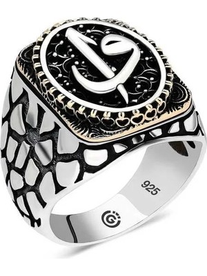 Inure Jewelry Gümüş Elif Vav Oval Erkek Yüzük
