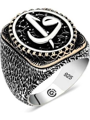 Inure Jewelry Gümüş Elif Vav Oval Erkek Yüzük