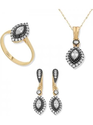Inure Jewelry Gümüş Elmas Montür Mekik Bayan Set