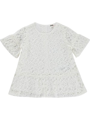 Civil Baby Dantel Çiçek Desenli 6-18 Ay Elbise - Ekru
