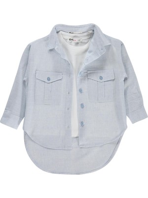 Civil Girls Çift Cepli Çizgili 2-5 Yaş Gömlek - Pembe