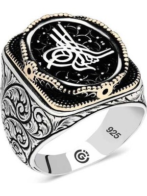Inure Jewelry Gümüş Tuğra Oval Erkek Yüzük