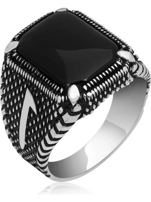 Inure Jewelry Gümüş Elif Oniks Erkek Yüzük