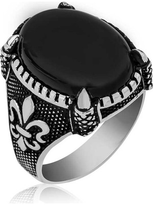 Inure Jewelry ​gümüş Zambak Çiçeği Desenli Pençe Erkek Yüzük