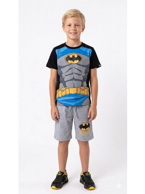 Rapapa Erkek Çocuk Baskılı Şort TAKIMI-39871 - Siyah