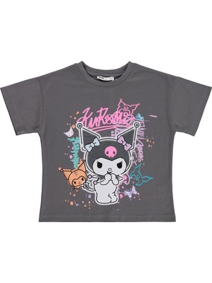 Kuromi 10-13 Yaş Tişört - Gri