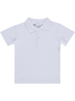 Civil Boys Erkek Çocuk Palmiye Nakışlı Polo Yaka 2-5 Yaş Tişört - Beyaz