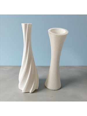 Major Hobi 3D Baskı Modern Dekoratif Ikili Vazo Seti 22 cm & 21 cm Minimal Tasarım