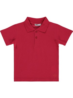 Civil Boys Erkek Çocuk Palmiye Nakışlı Polo Yaka 2-5 Yaş Tişört - Kırmızı