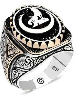 Inure Jewelry Gümüş Hilal Bozkurt Oval Erkek Yüzük