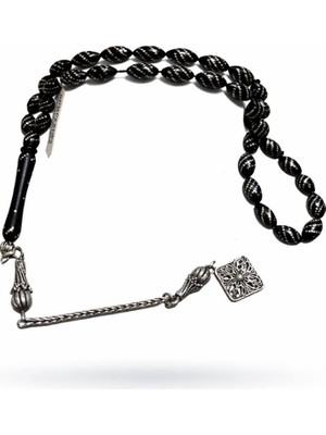 Benko Tesbih Komple Gümüş Işlemeli Gümüş Uçlu Kuka Tesbih,tam BOY:30CM,TAŞ ÇAPI:4,75MM,TAŞ BOYU:8,70MM.