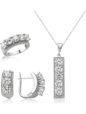 Inure Jewelry Gümüş 5 Taş Bayan Set