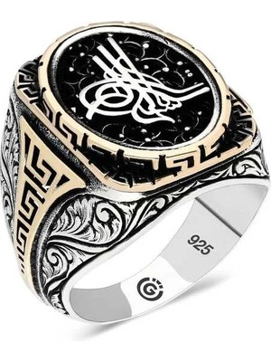 Inure Jewelry Gümüş Tuğra Oval Erkek Yüzük