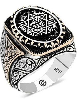 Inure Jewelry Gümüş Süleyman Mührü Oval Erkek Yüzük